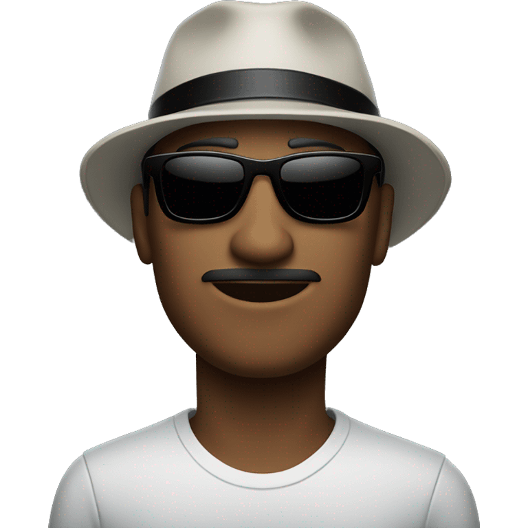 man with black sunglasses and black bini-hat emoji