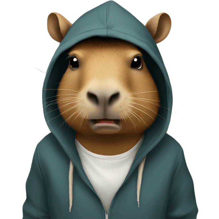 Capybara wearing a hoodie, smoking a cigarette emoji