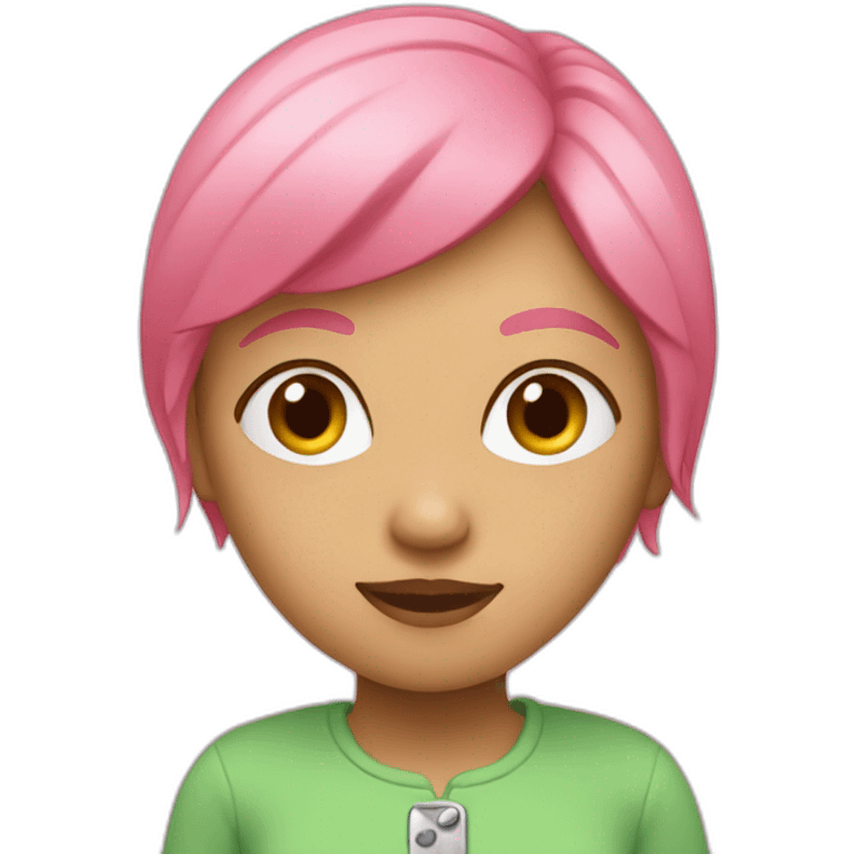 GIRL IN A GREEN FLAT AND PINK CKERT emoji