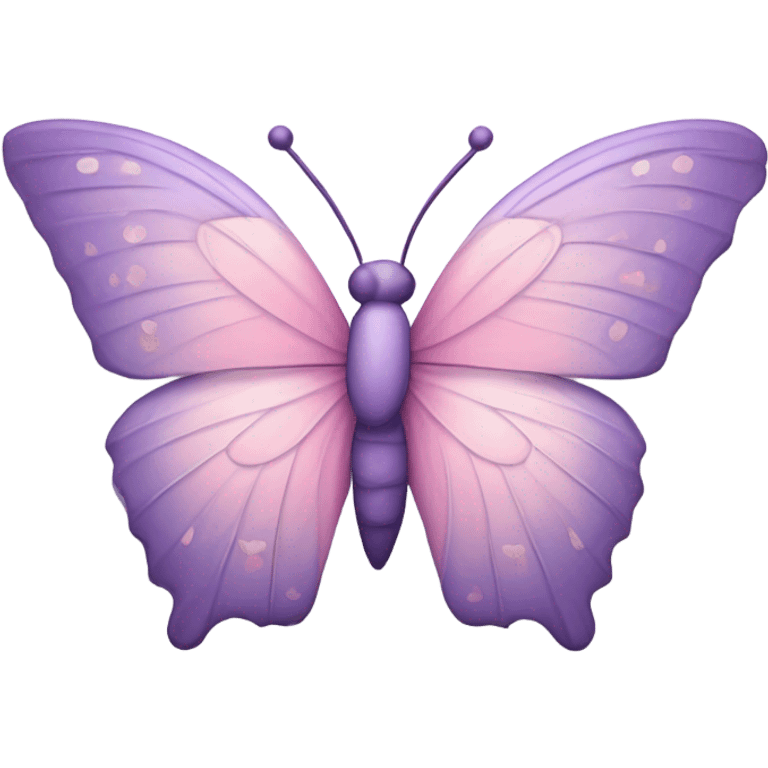 A delicate butterfly with pastel pink and lilac wings resting on a soft satin ribbon. emoji