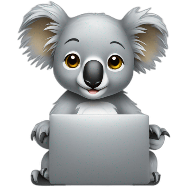 Koala with computer emoji