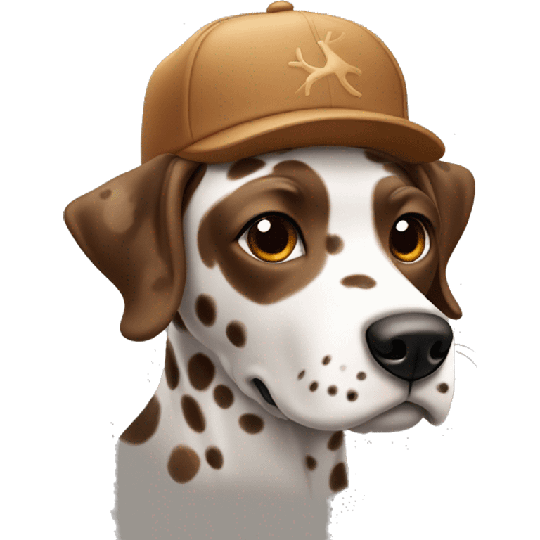 Brown Dalmatian in a cap with deer horns emoji