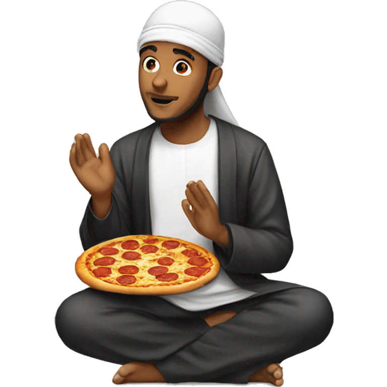 Muslim with pizza praying  emoji