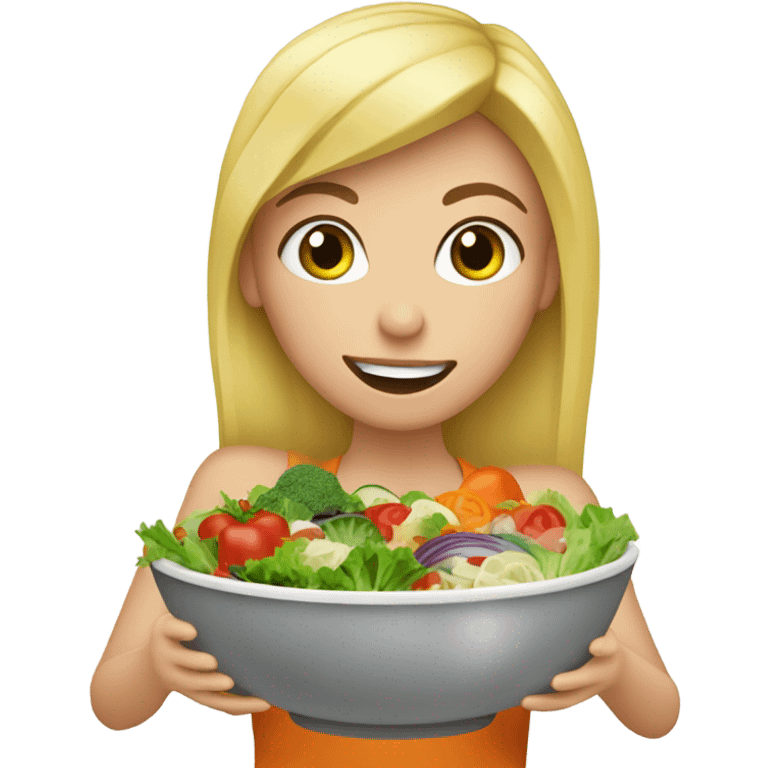 blonde girl eating a salad emoji