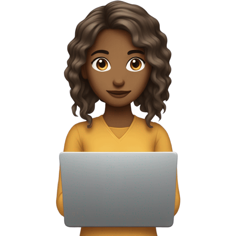 Medium hair light skin  Brown girl, computer science intern with a coding laptop  emoji