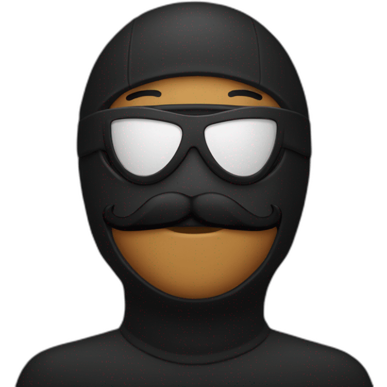 Black ski mask with mustache emoji