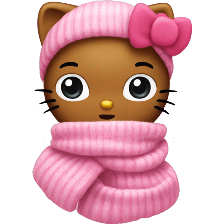 Hello kitty wearing a pink muffler emoji