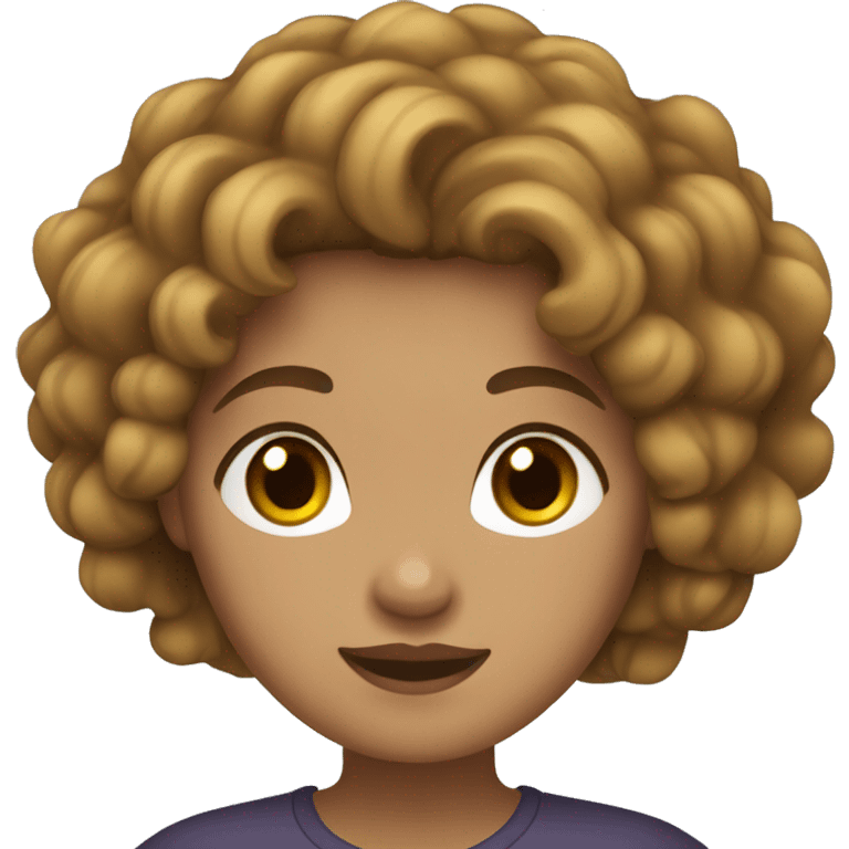 Southeast Asian female with black, wavy curly hair, light brown skin, and overweight. emoji