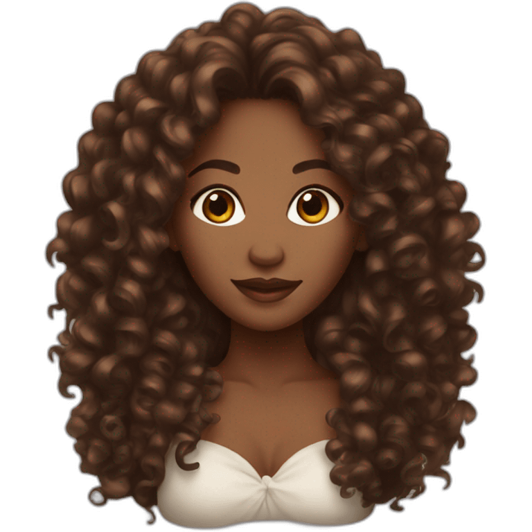 Beautiful black woman with long brown curls emoji