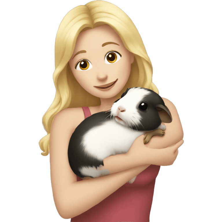 Blonde Woman hugging a guineapig emoji