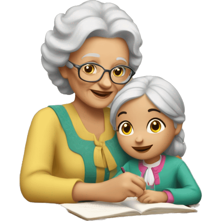 grandma tutoring little gypsy girl emoji