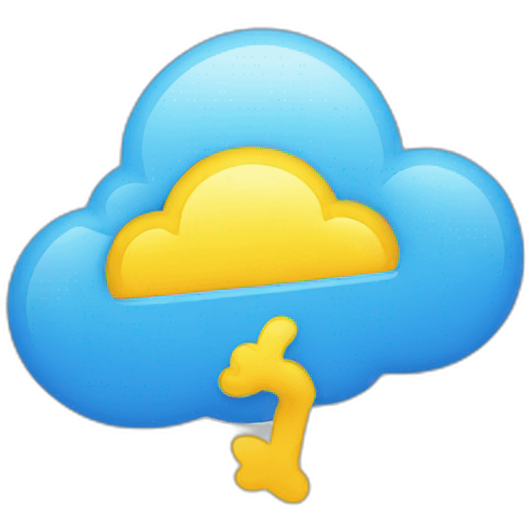 Yellow cloud connected blue email emoji