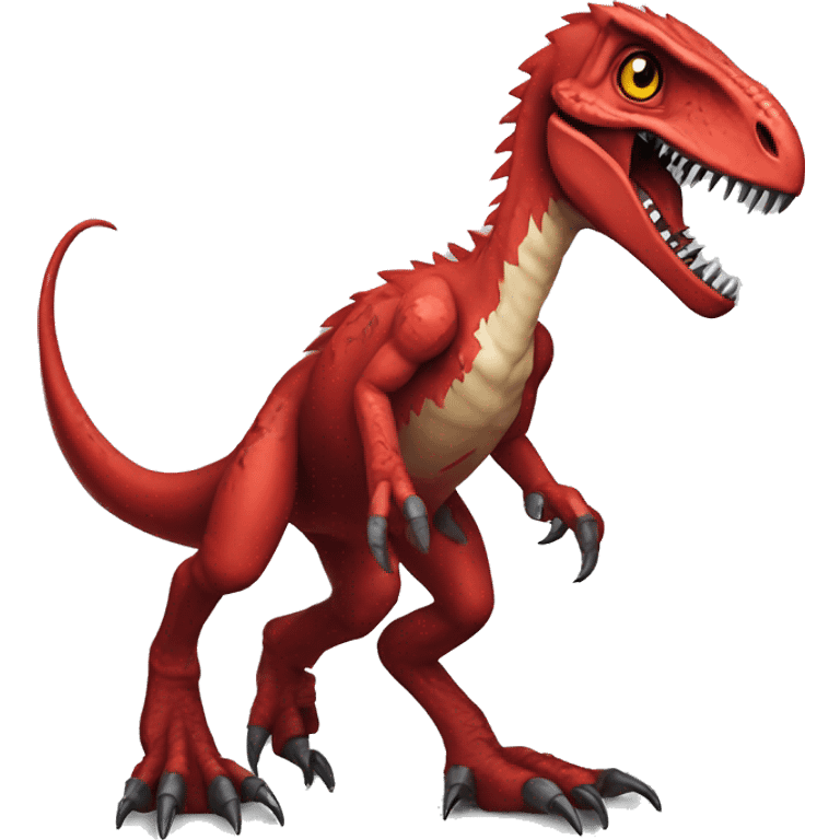 Red edgy badass velociraptor Digimon emoji