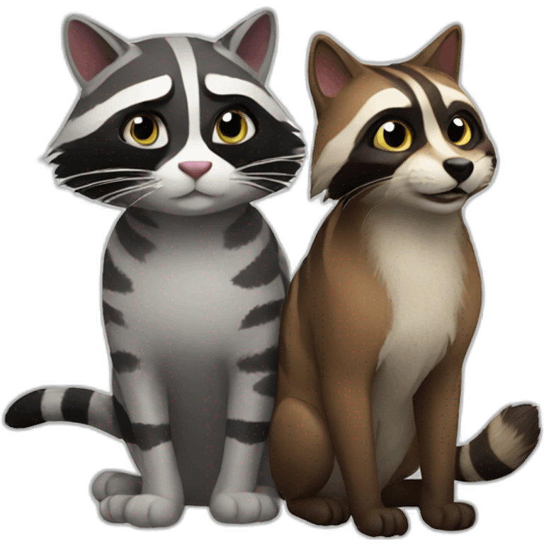 Cat and raccoon  emoji