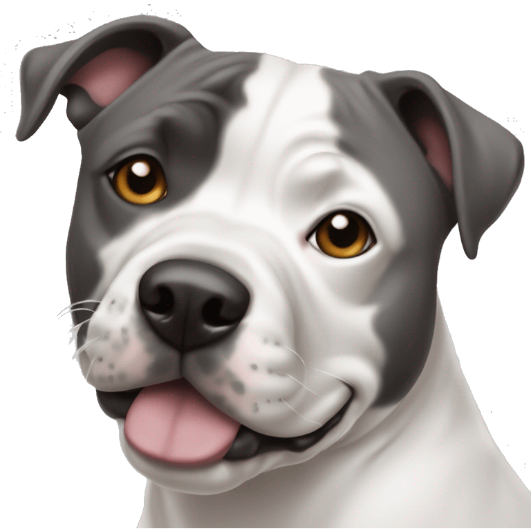 Staffie chien une oreille blanc et l’autre gris  emoji