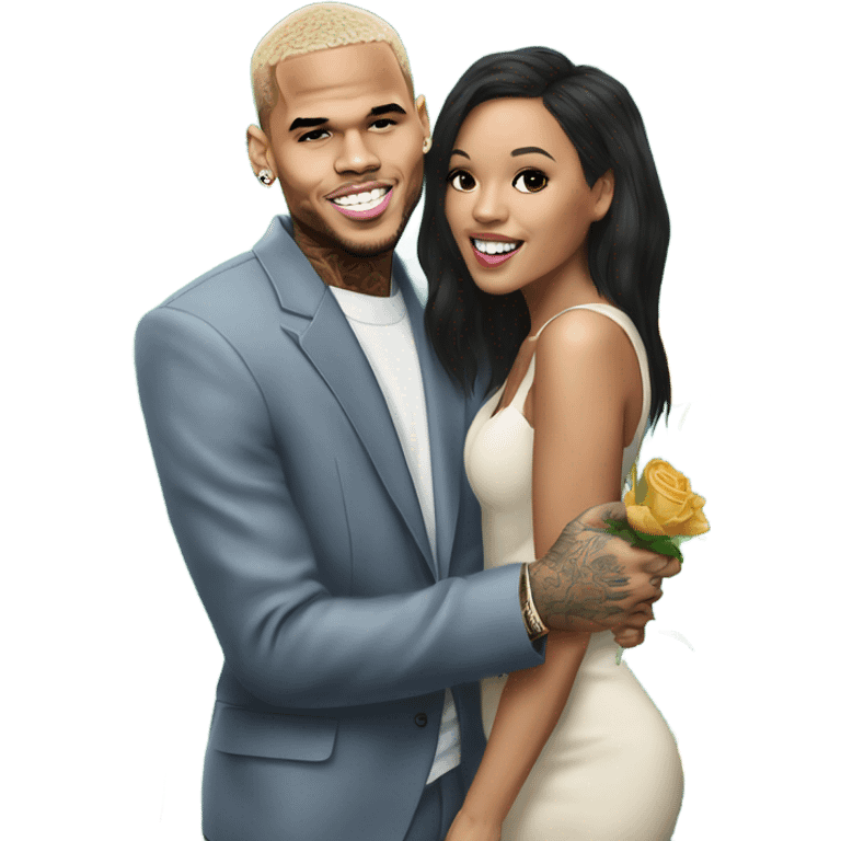 Hyper Realistic Chris Brown giving flowers to Karruche Tran emoji