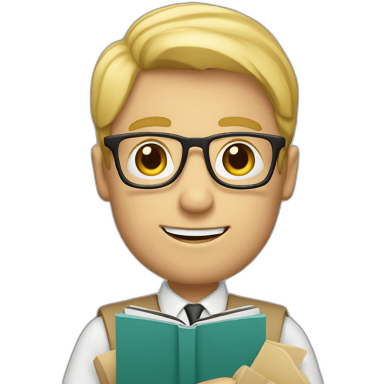 a teacher with blond hair and a book in his hand emoji