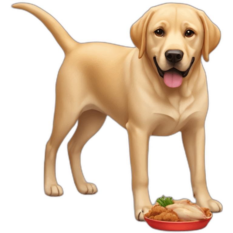 badly behaved labrador eating a chicken emoji