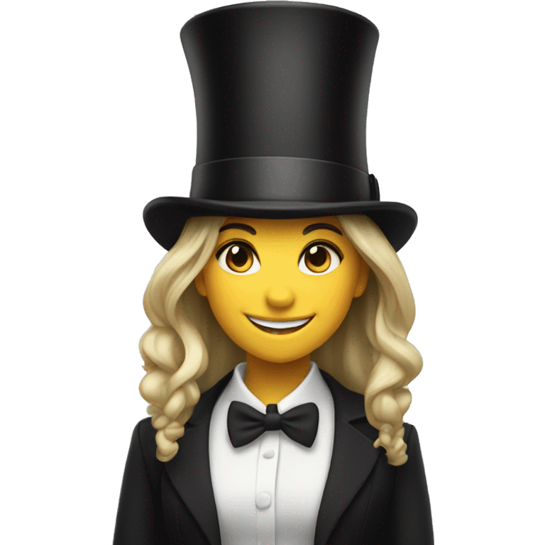 smiling girl in top hat emoji