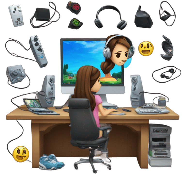 girl with brown straight hair gamer emoji