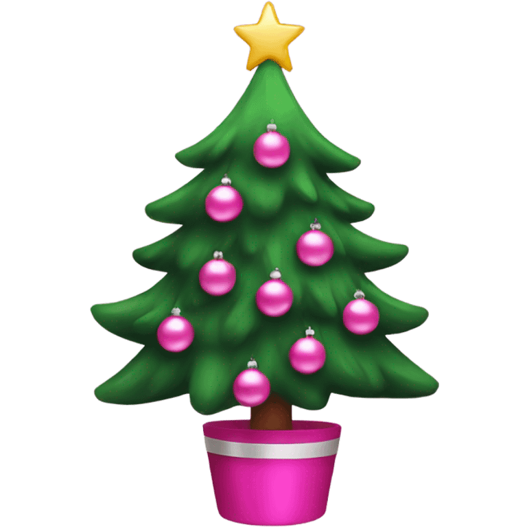 christmas tree with pink decorations emoji