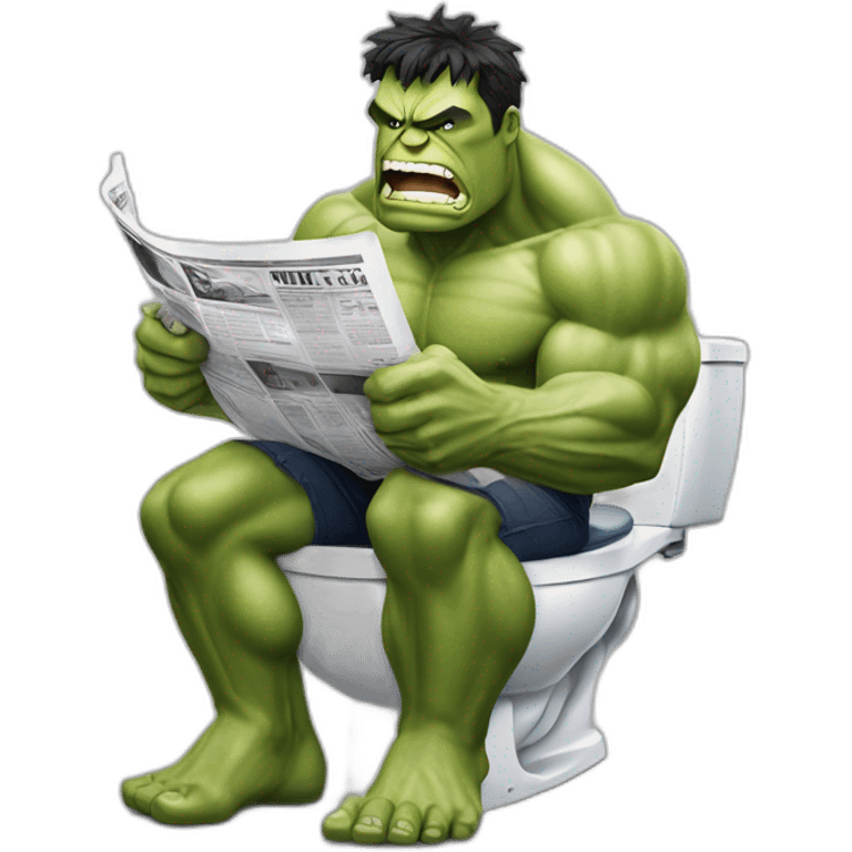 hulk sitting on a toilet, reading a newspaper emoji