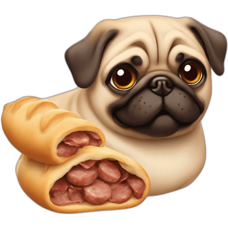 pug with sausage in dough  emoji