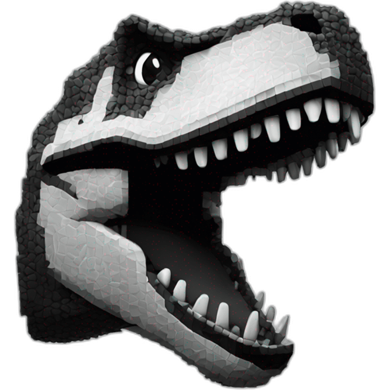 a monochrome pixel art trex head with open mouth emoji