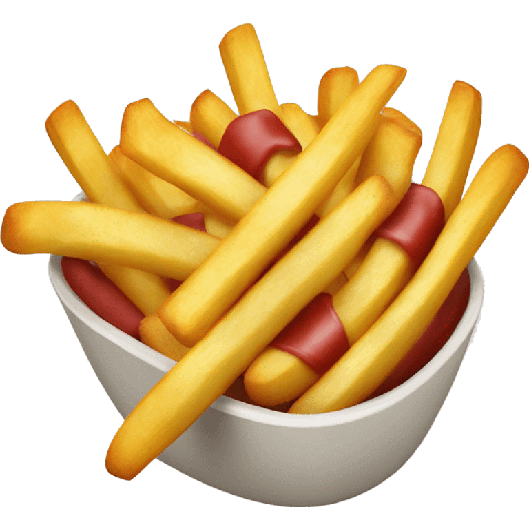 french fries with hotdog in bowl emoji