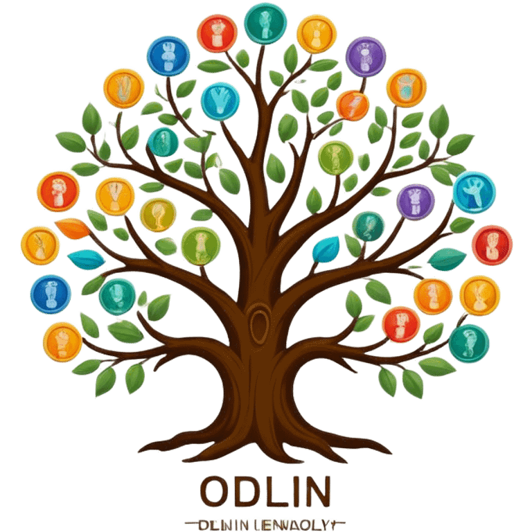 created a highly detailed but manly looking family genealogy logo with multiple colors and make sure it include the name Odlin. emoji