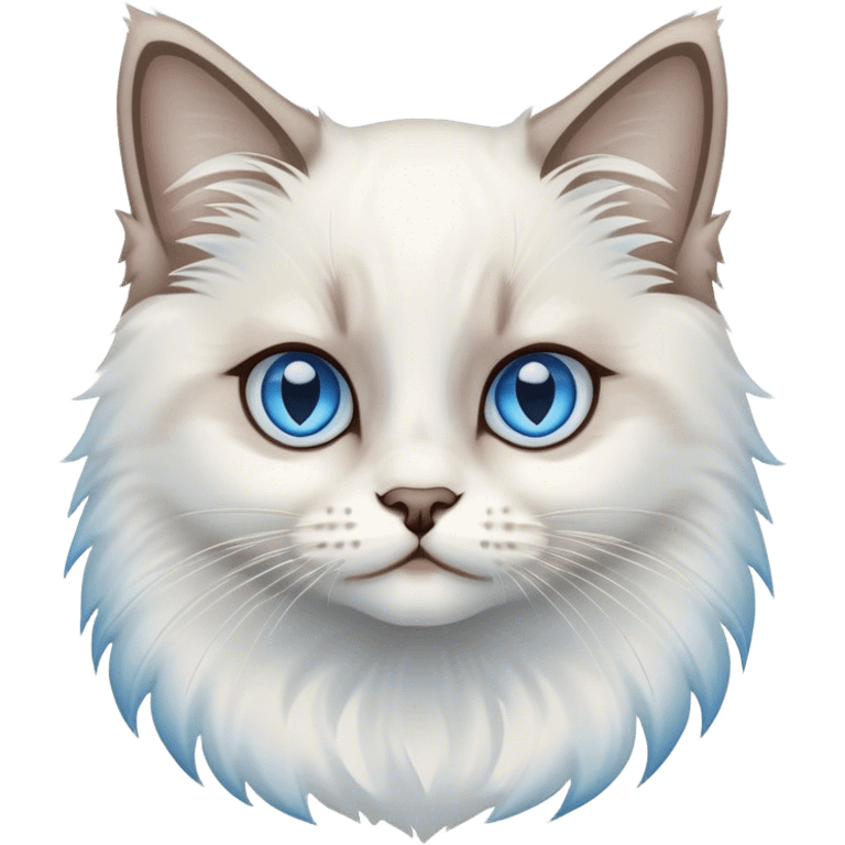 ragdoll kitten, white face emoji