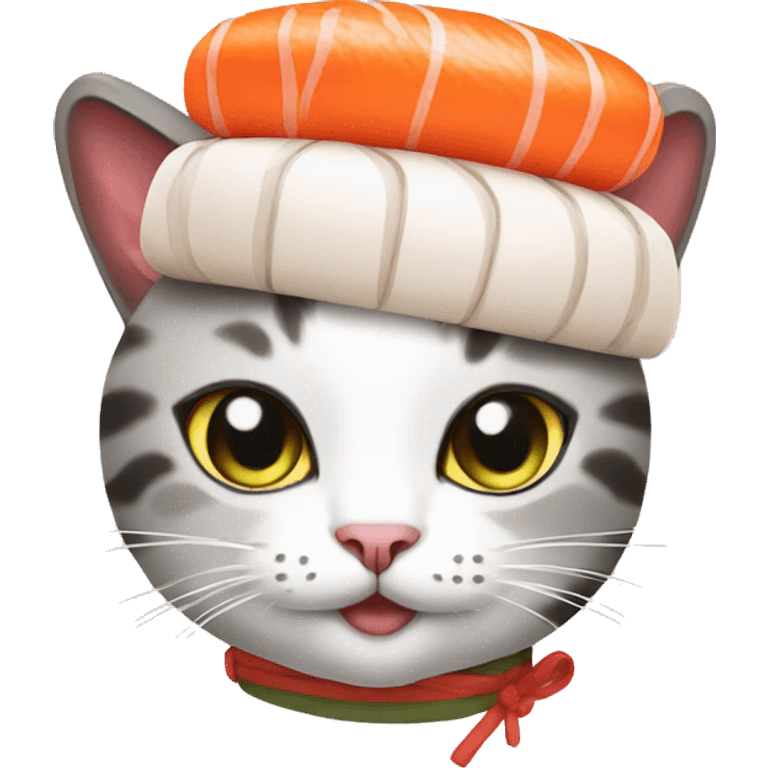 Cat wearing a sushi hat emoji