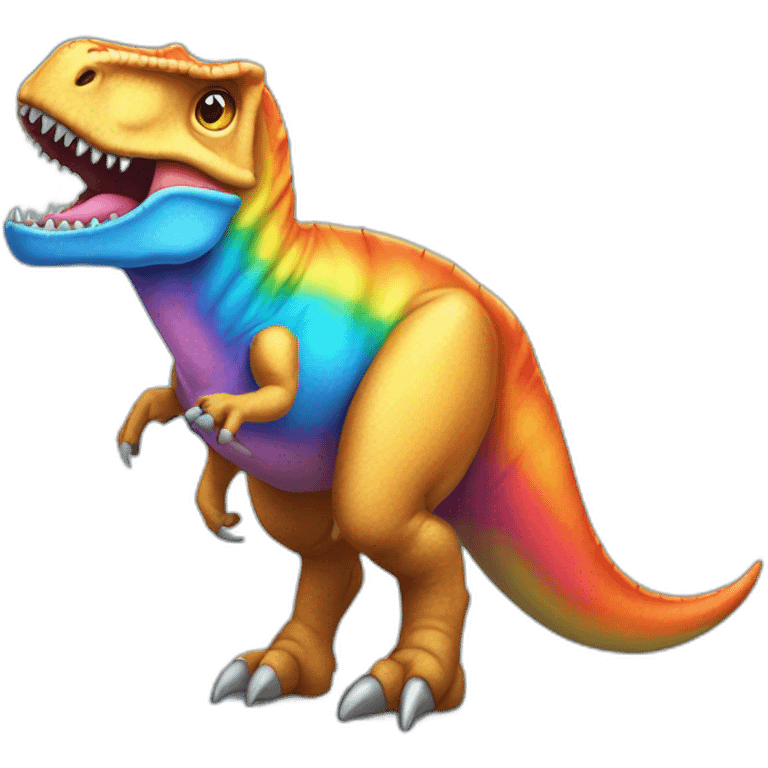 Tyrannosaurus rex with a rainbow colored unicorn head emoji