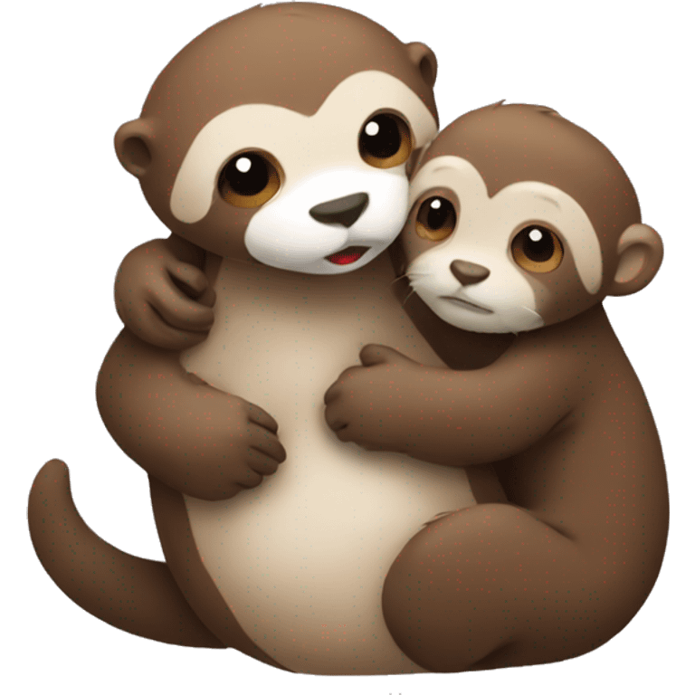 Otter hugging a monkey  emoji