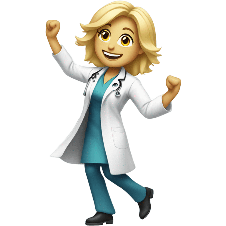 Blonde white dancing doctor emoji