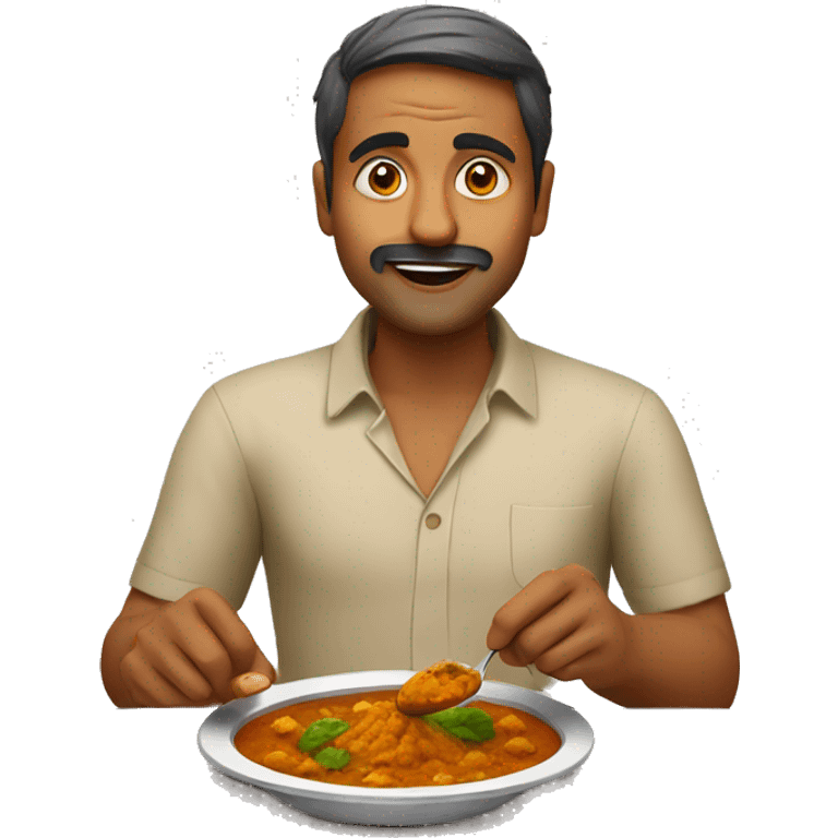 Indian man eating curry emoji