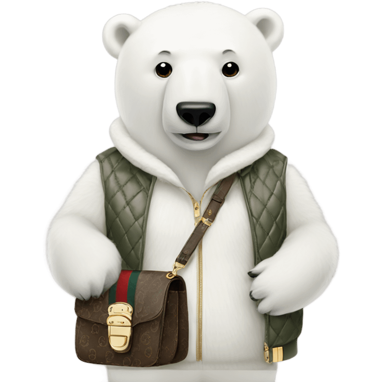 Polar bear wearing Gucci purse emoji