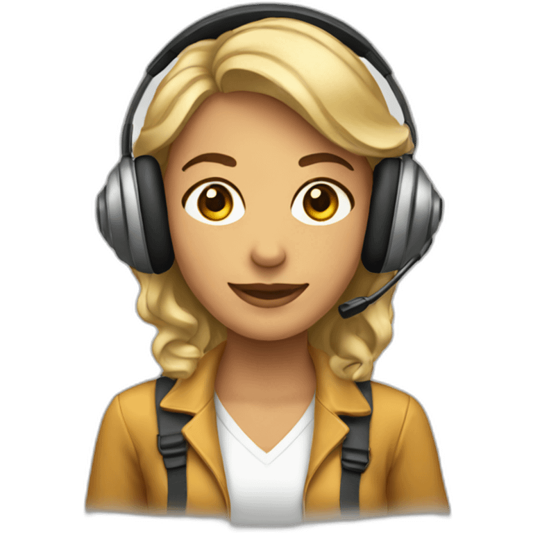 Mulher Loira com Headset emoji