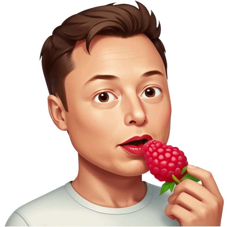 Elon musk eats raspberry emoji