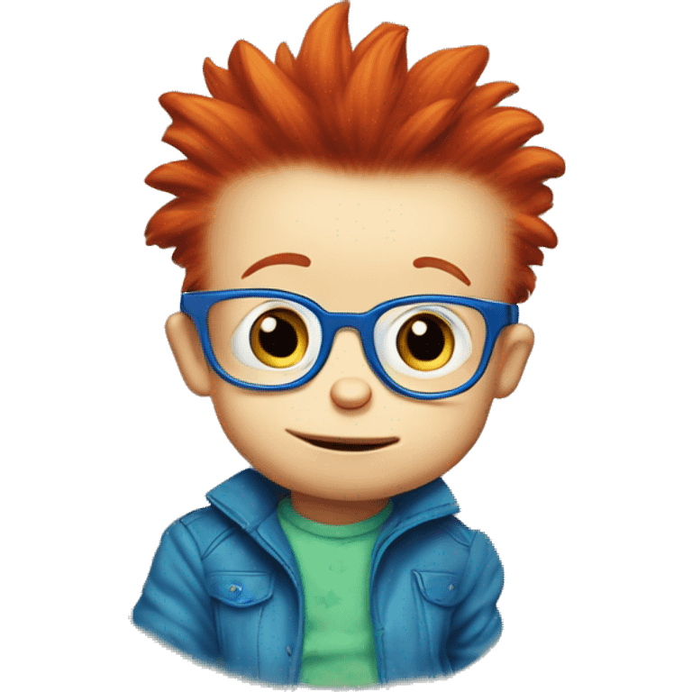 rugrats spike Redhead baby with blue glasses emoji