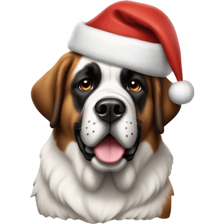 Saint Bernard dog with Christmas hat on emoji