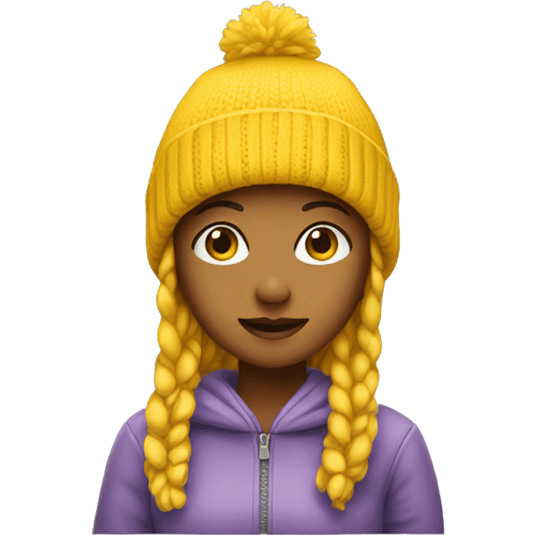 Girl wearing yellow beanie emoji