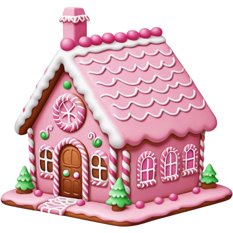 A pink gingerbread house emoji