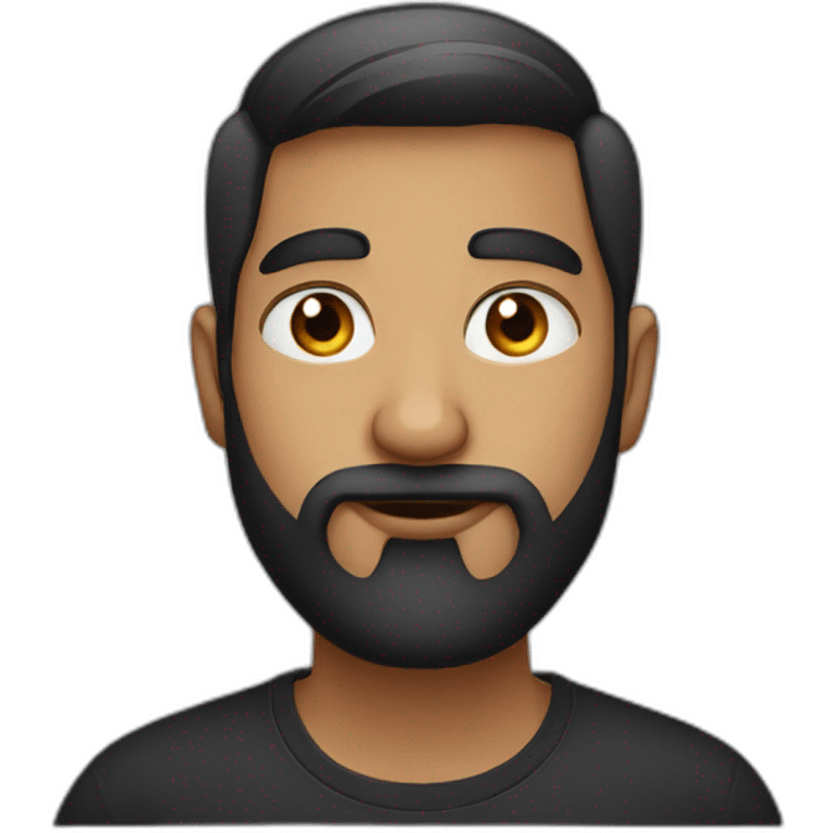 Indian man with fade haircut and beard wearing black t shirt big eyes big nose lighter skin emoji