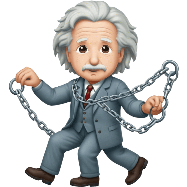 Albert einstein pulling on a chain emoji