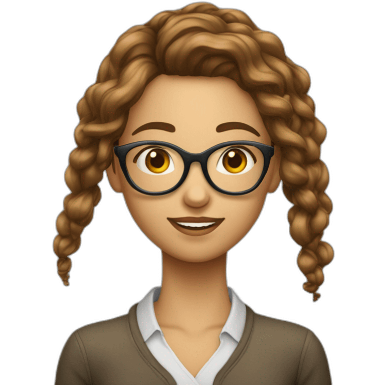 Fille cheveux très long Odule châtain avec des grosse lunette emoji