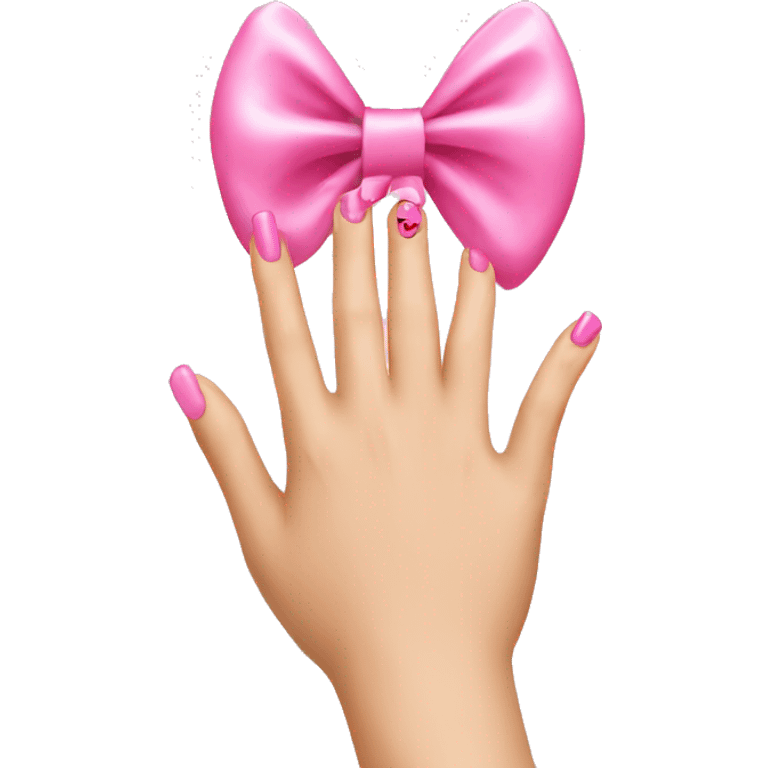 Nails with a pink bow emoji