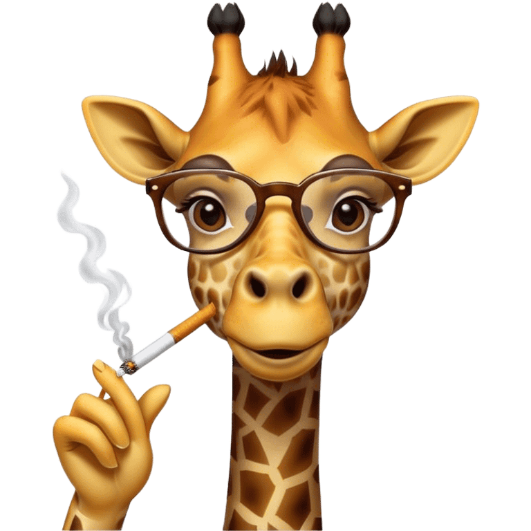 giraffe with glasses and a cigarette emoji