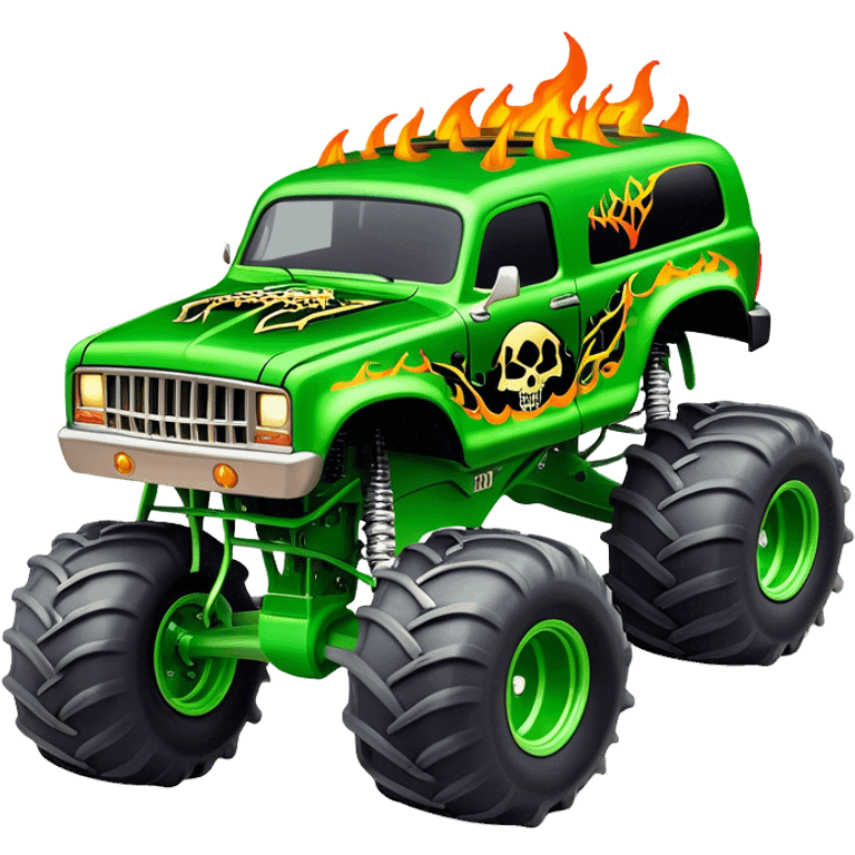 Grave Digger - Monster Jam (Model Year: 2022) (Iconic colour: Green with flames) emoji