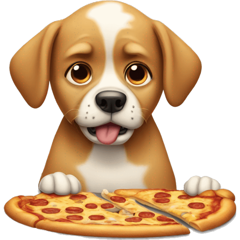 Sad dog eating pizza emoji